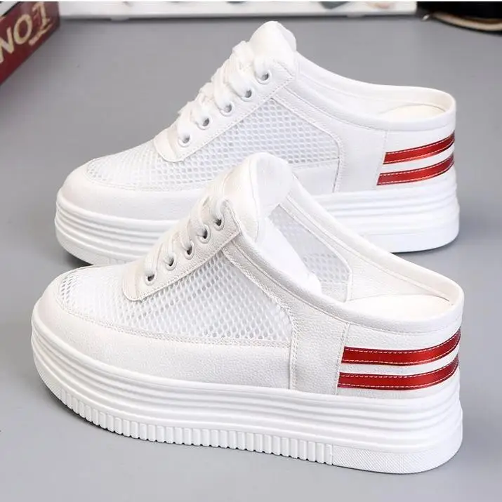 Тапочки женские летние полые дышащие с толстой подошвой полутапочки|Тапочки| |