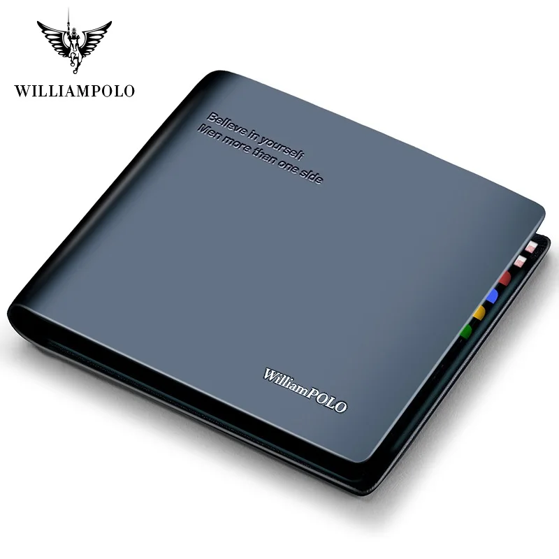 WILLIAMPOLO короткий кошелек мужской тонкий двойной чехол для кредитных карт из
