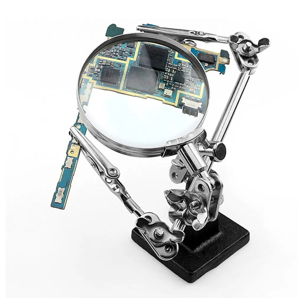 

Helping Third Hand Tool Soldering Stand With 5X Welding Magnifying Glass 2 Alligator Clips 360 Degree Rotating Adjustable
