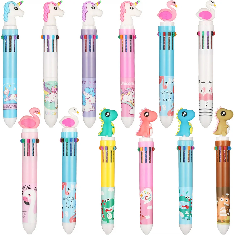 

Unicorn Multicolor Ballpoint Pen 10 Colors Retractable 10-in-1 Shuttle Pens 0.5mm Liquid Ink Office School Supplies Party Gifts