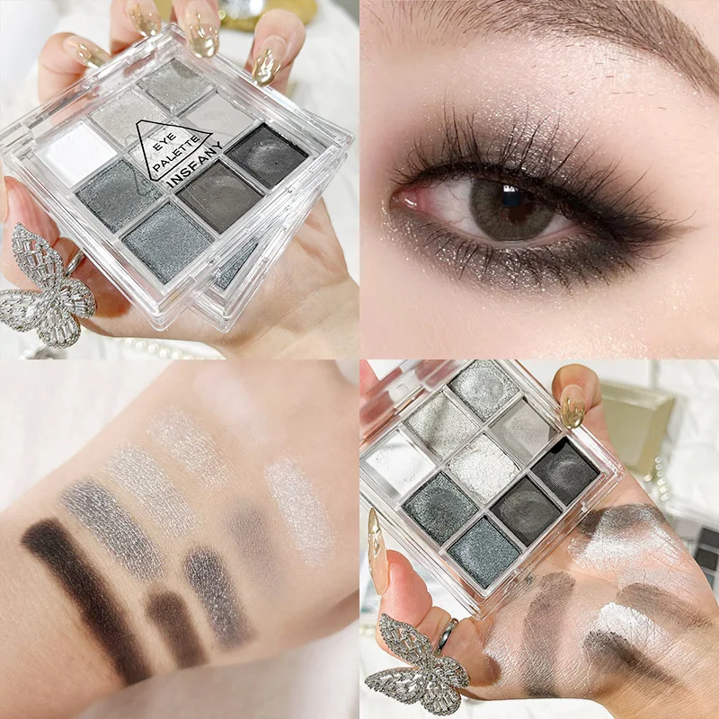 Новая Палетка для глаз New Daily Smoky Makeup Eyeshadow 9 Color Decay City Pearlescent Matte Anti-sweat Punk Rock Gray Party