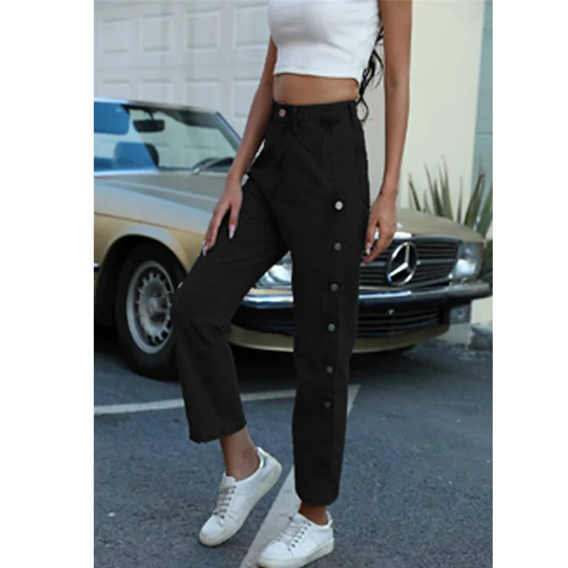 

2021 Summer New Blue Straight Denim Vintage Slender Office Lady Jeans Women Trousers High Waist Large Size Pants Female
