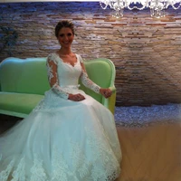 vestido de noiva 2016 sexy see through back lace long sleeve wedding dress bride fashionable vestidos de noivas robe de mariage