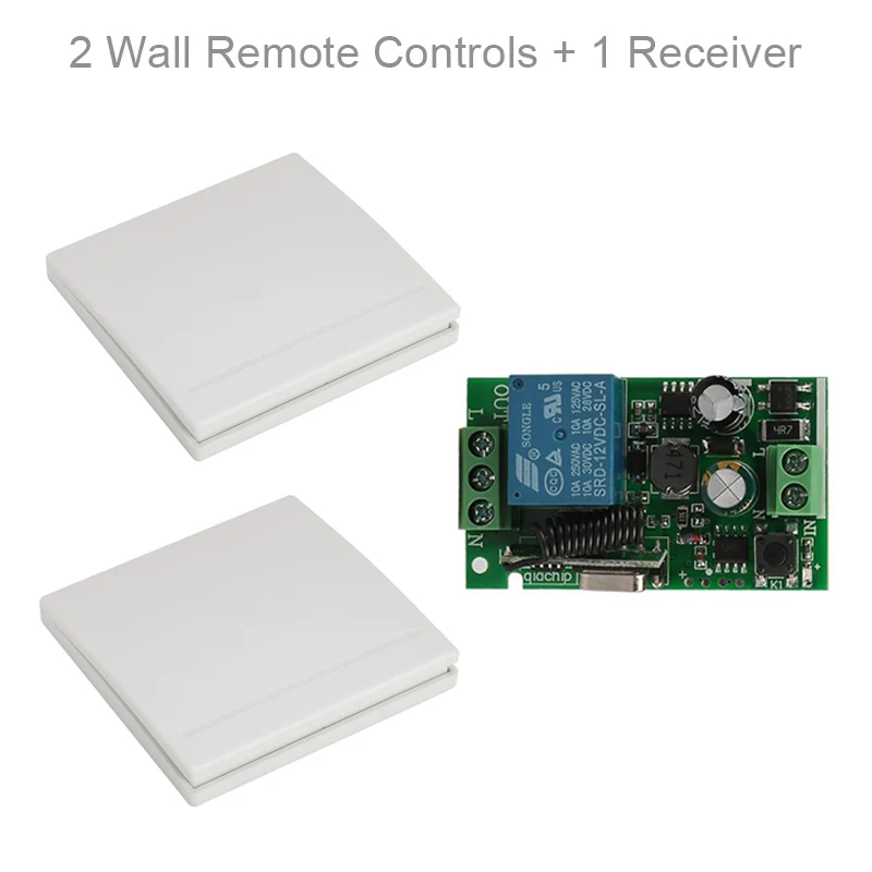 QIACHIP 433 МГц Универсальный беспроводной пульт дистанционного управления 110 В 220 В 1CH релейный модуль приемника и настенная панель RF пульт дистанционного управления s комплект - Цвет: 1 RC and 1 Receiver