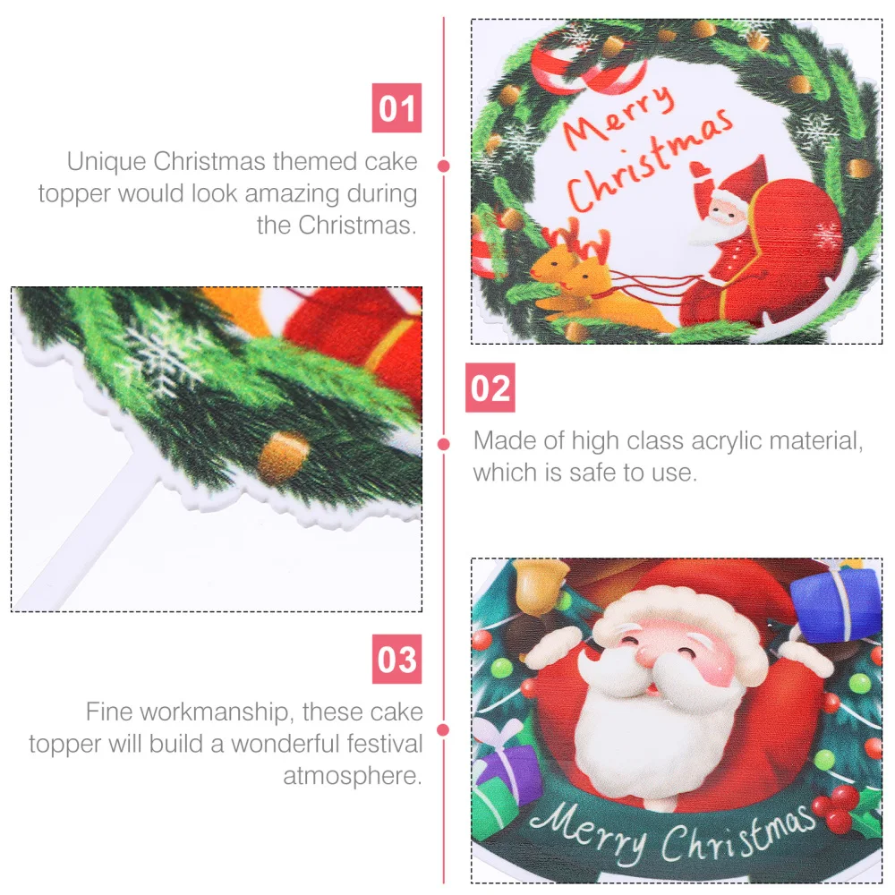 

6Pcs Christmas Theme Cupcake Toppers Party Cake Insert Cards Cupcake Decors