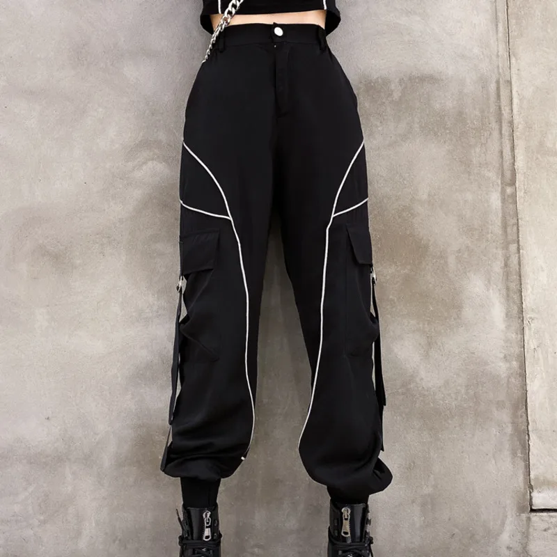 Y Demo Techwear женские брюки-карго с высокой талией ассиметричные брюки со