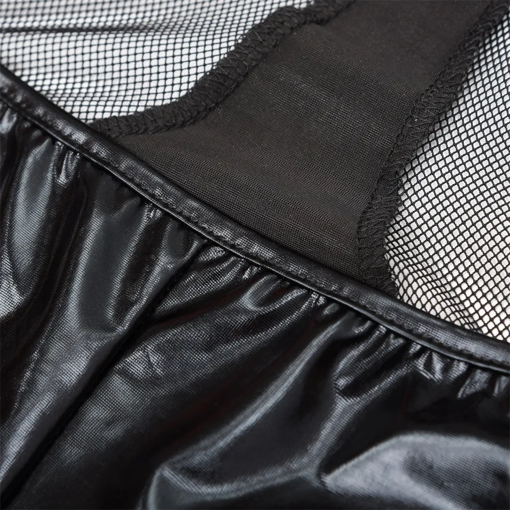 Эротический сексуальный латексный комбинезон с открытой промежностью боди из