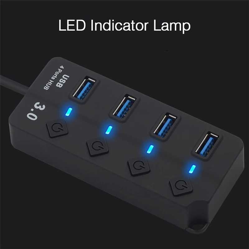 Bkscy usb хаб 3 0 4 портовый Высокоскоростной USB сплиттер с независимым переключателем