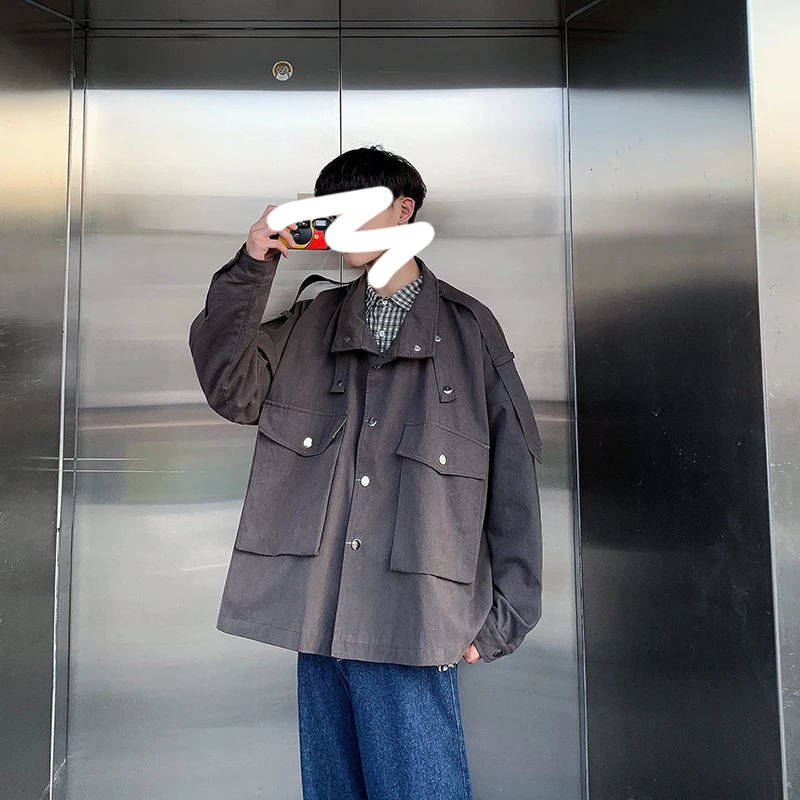 

2019 Early Autumn New Korean Version Of The Couple Loose Men's Printed Casual Tooling Jacket Streetwear Hip Hop