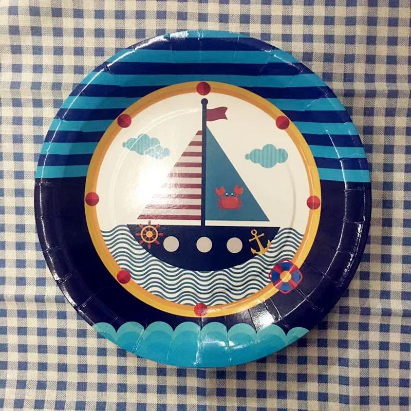 Товары для вечеринок синие одноразовые наборы посуды детей на день рождения