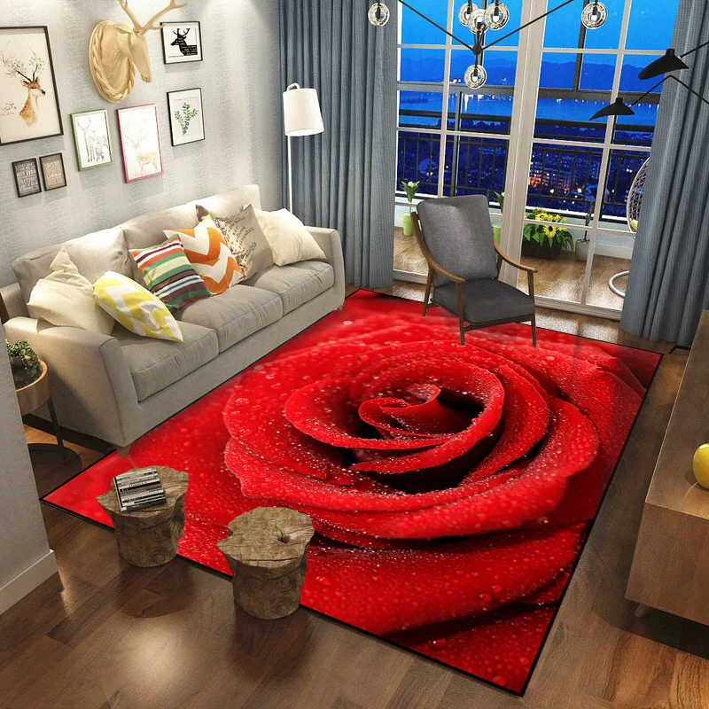 Красный/Розовый Цветы 3D коврики с принтом Свадебный декор большие ковры ко Дню