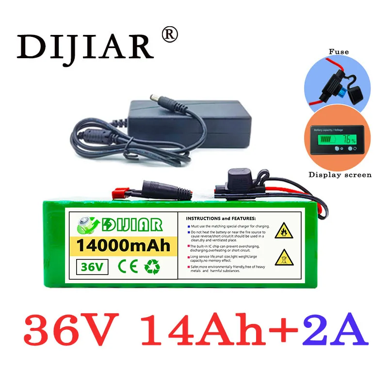 

DiJiar 36V 14ah large capacity 10S4P electric vehicle battery pack 18650 500W power motorcycle scooter with fuse