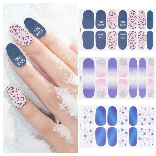 Полностью закрывающая самоклеящаяся наклейка для дизайна ногтей LOVE YOU Leopard Pattern