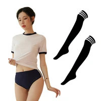 68ud women sexy japanese schoolgirl anime uniform lingerie short sleeve crop top briefs cosplay cheerleading costume sport gym