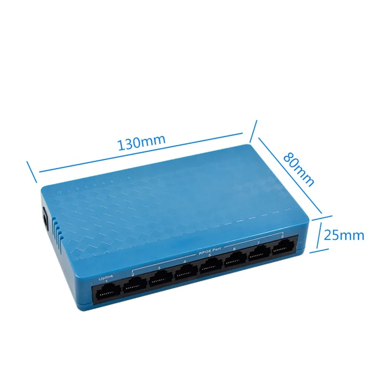 Коммутатор Wanglink RPOE 7*10/100/1000M + 1*1000M гигабитный 8 портовый стандарт освещенности