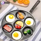 Сковорода для жарки с 4 7 отверстиями, прочная антипригарная сковорода для приготовления пельменей, ветчины, блинчиков, стейков, завтрака, газовой плиты, посуда