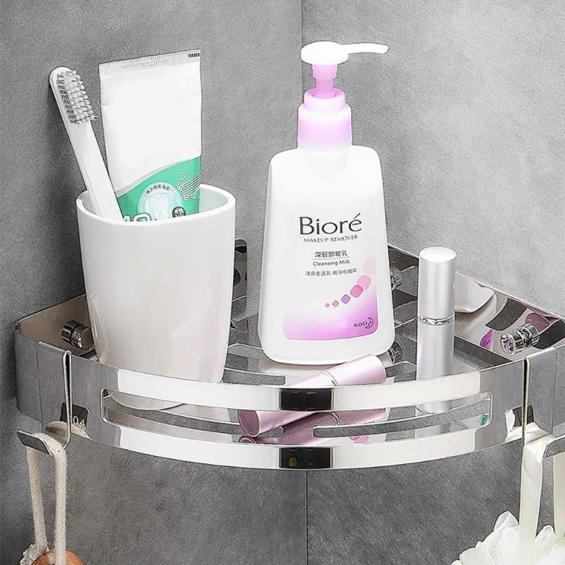 Треугольная корзина из нержавеющей стали 304 без перфорации Полка на присоске для