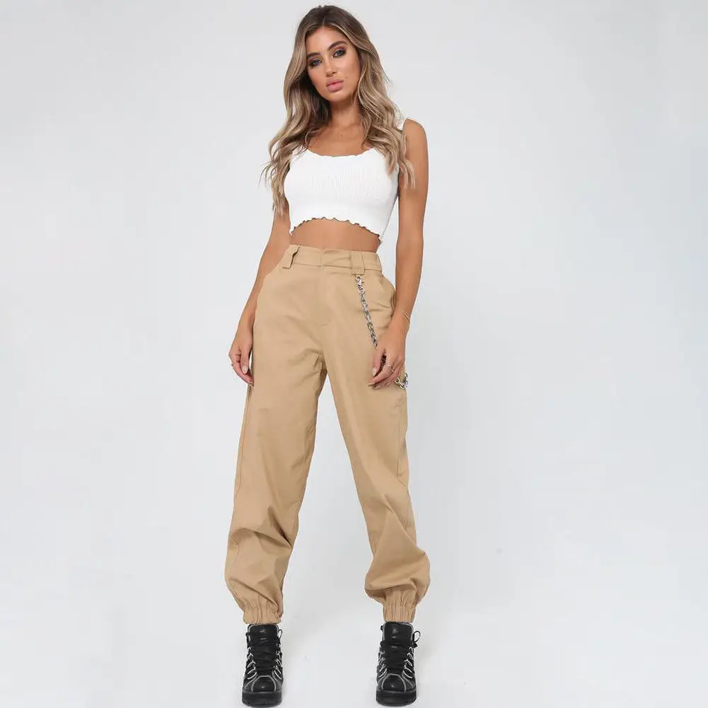 

Women Pants High Waist Harem Pants Elastic Waist Trousers Casual Cool Loose Pant Fashion