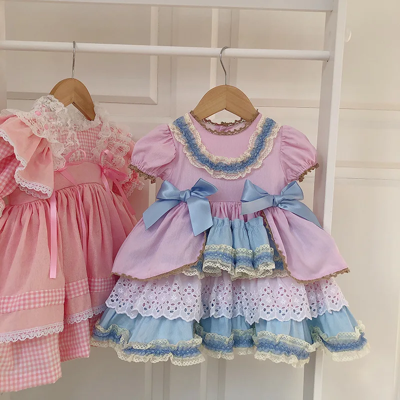 Кружевное платье принцессы с оборками для маленьких девочек весна 6948