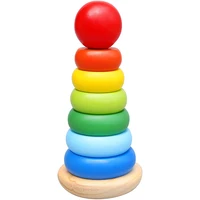 baby toys 6 12 months wooden rainbow stacking rings early educational toys for baby toddlers bebe baby boy wood montessori toys