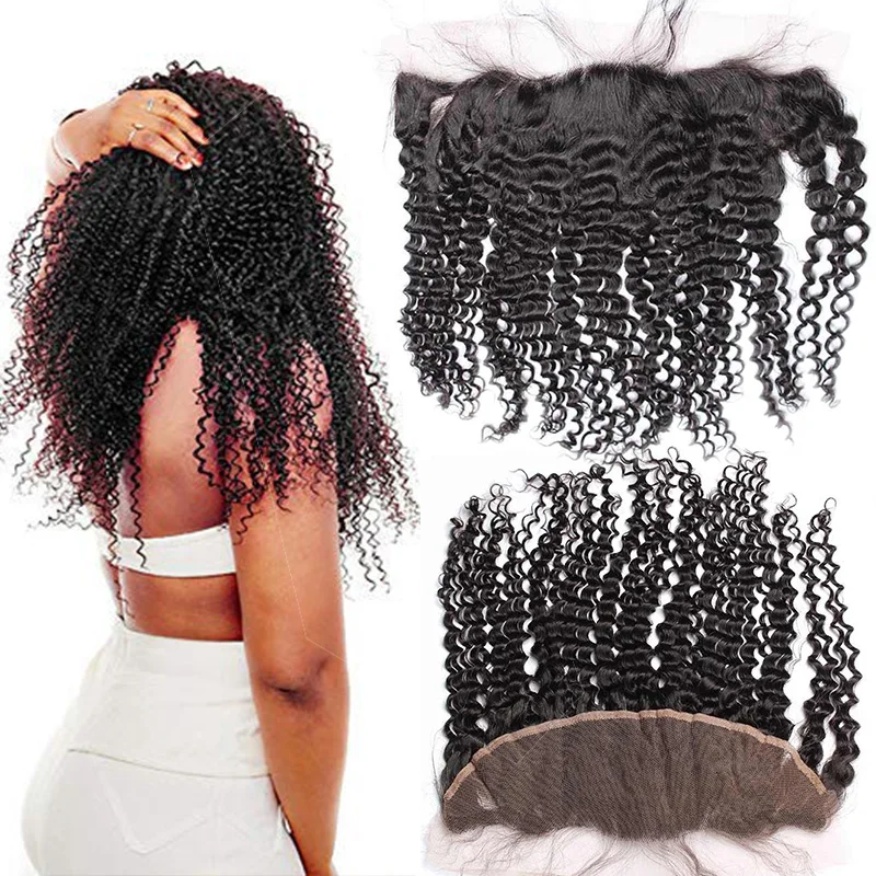 Kinky Curly 13x4 Lace Frontal Closure Unprocessed 100% Virgin Human Hair 13x4 Lace Frontal Closure for Black Women Natural Black