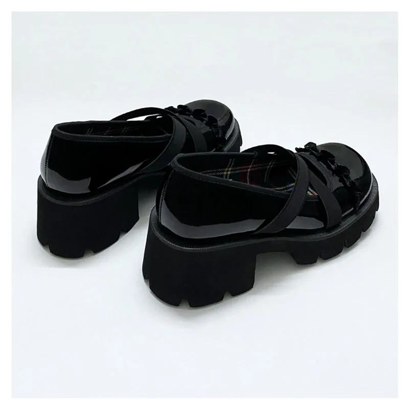 Retro Lolita Shoes Women Patent leather Harajuku Shoes Casual Creepers Punk Shoes Ladies Platform Pumps Gothic Black Heels