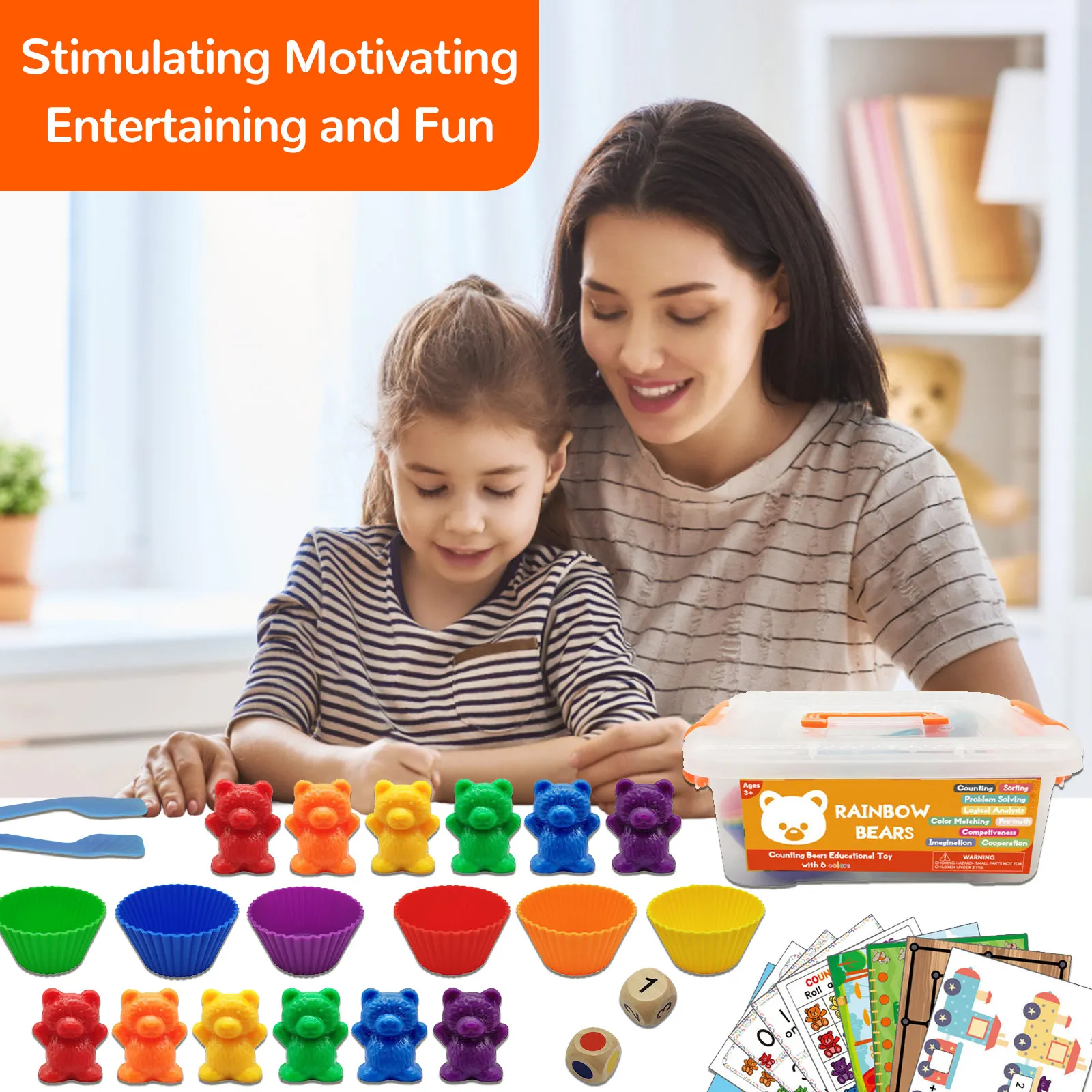 Набор детских игрушек с радужным счетчиком медведей сортировка цветов