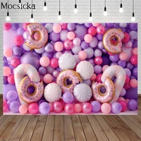sweet donuts theme photography background pink purple wall balloon lollipop candy girl cake smash birthday backdrop photo studio