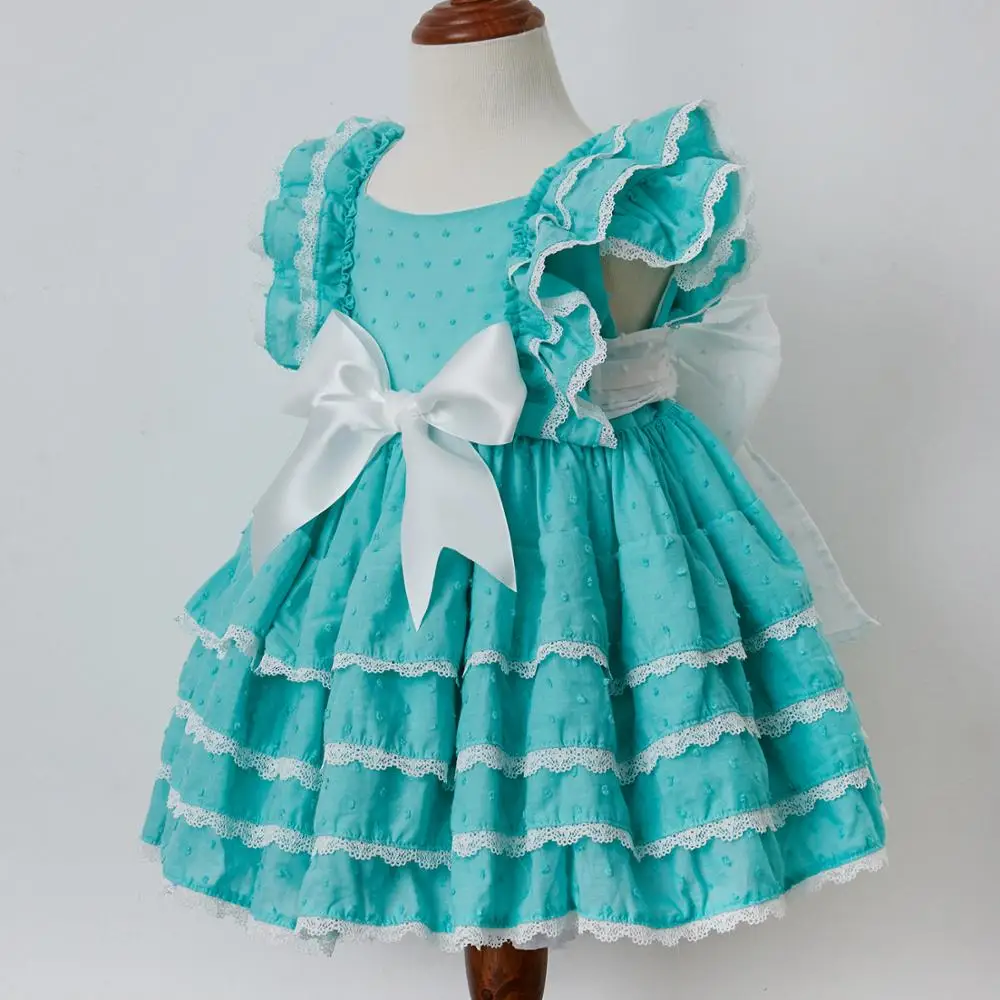 Хлопковое винтажное платье принцессы 3 шт. синее оранжевое кружевное в стиле