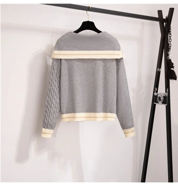 Костюм из двух предметов в стиле преппи вязаная куртка с матросским воротником