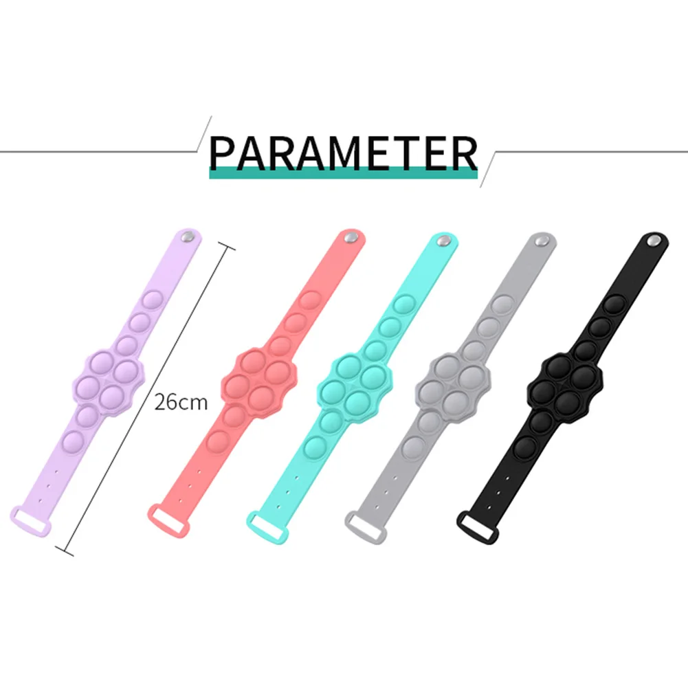 

Push bubble bracelet Silicone Wristband Stress Relief Hand Fidget Dimple Sensory Unzip Bracelet Children's stress relief toys