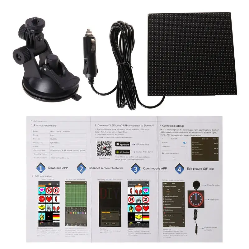 Светодиодный дисплей для автомобиля полноцветный беспроводной светодиодный