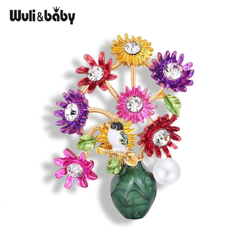 Wuli&baby эмалированные броши с цветами