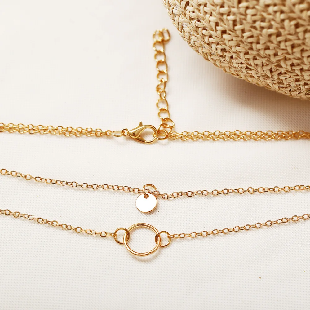 Sterling Silver Tiny Dot Neckwear Round Circle Necklace for Women