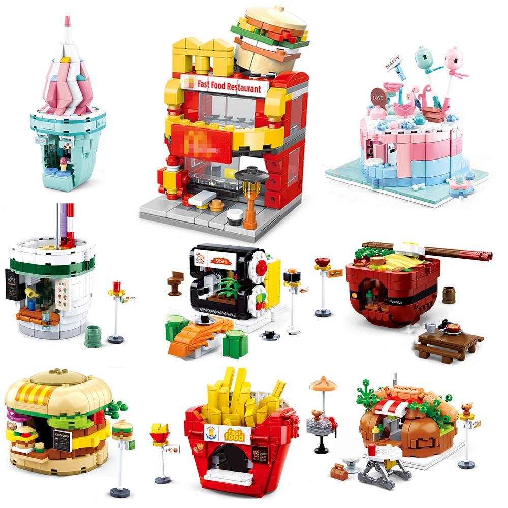 Конструктор городской мини-архитектурный уличный вид модель блоки гамбургер