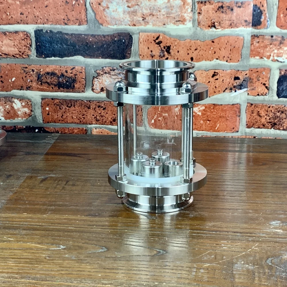 Кламп 3&quot 76mm Стеклянная секция с колпачковой тарелкой из нержавеющей