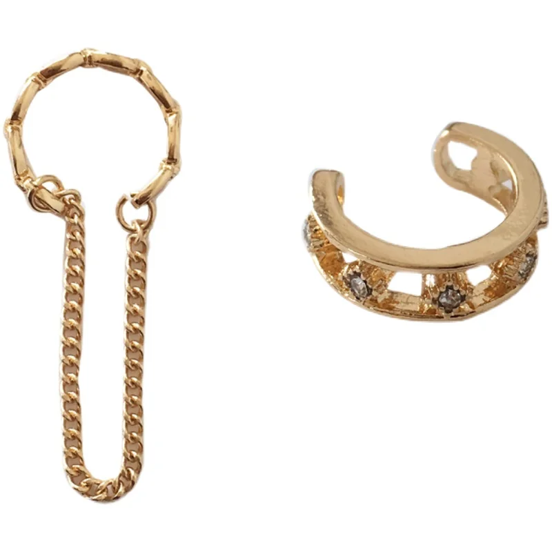 

Modern Jewelry 2021 Fashion Gold Color Ear Cuffs Earrings High Qualiy Crystal for Women No Piercing Fake Cartilage Earring