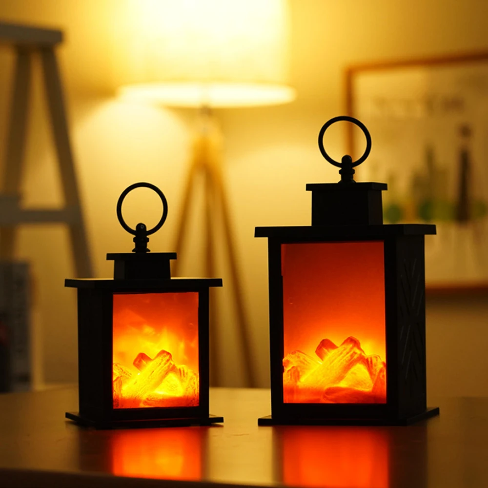 

LEDs Fireplace Lamp night Light Decorative Lantern Lighting Realistic Moving Flameing Effect Table Plates Flame-free Decoration