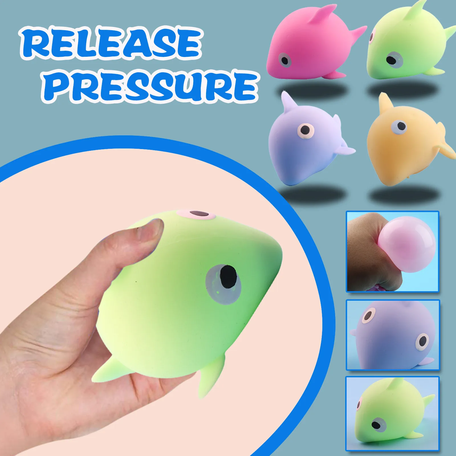 

4pcs Dolphins Fidget Toy Bath-toys Luminou Stress-relief Fidget Sensory Release-pressure Push Bubble Powder Antistress