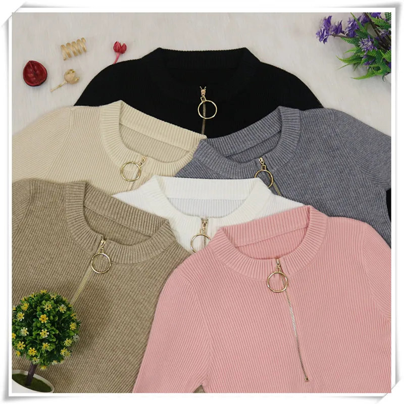 Sexy Zipper Sweater 2018 New Autumn Winter Women Pullover Chic Female O-neck Knitted Slim Fit Pullovers Ladies | Женская одежда