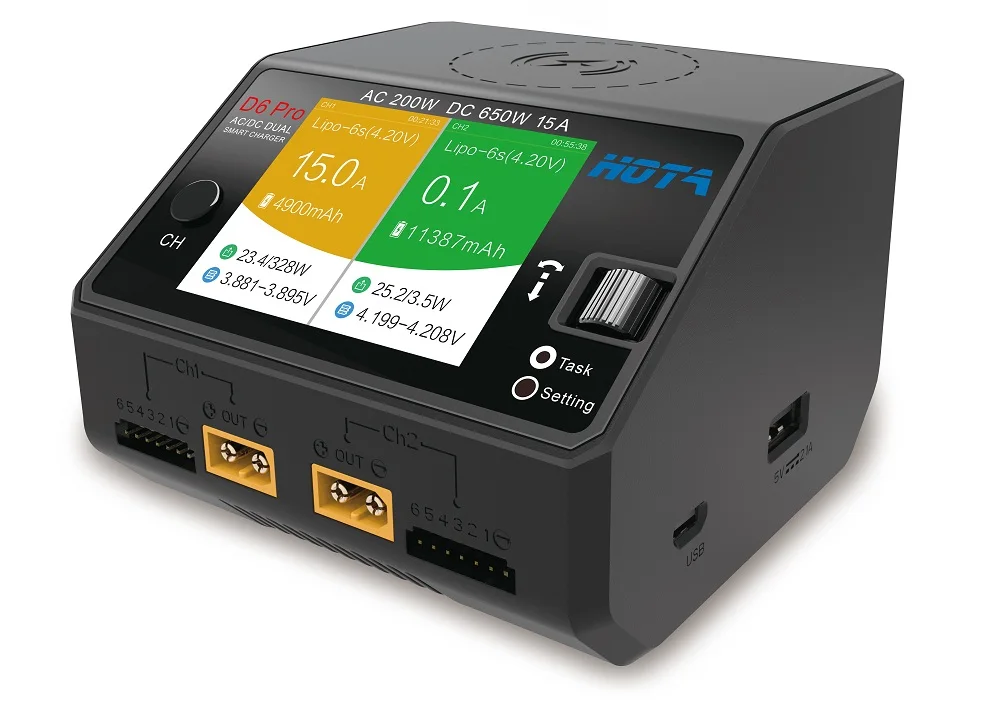 HOTA D6 Pro умное зарядное устройство AC200W DC650W 15A для Lipo LiIon NiMH батареи iPhone Samsung