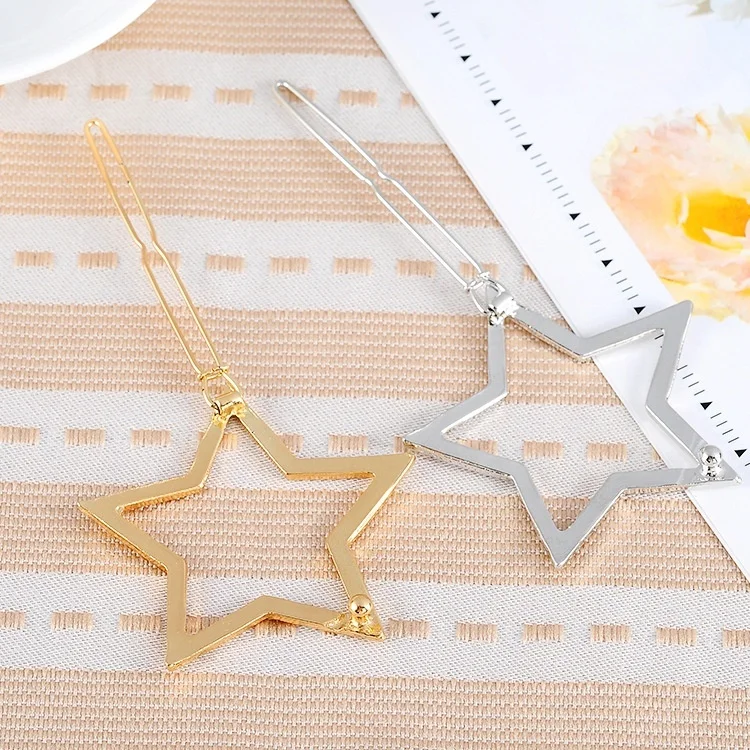 Красивая прическа заколка для волос в форме звезды Золотая булавка &quotСердце&quot