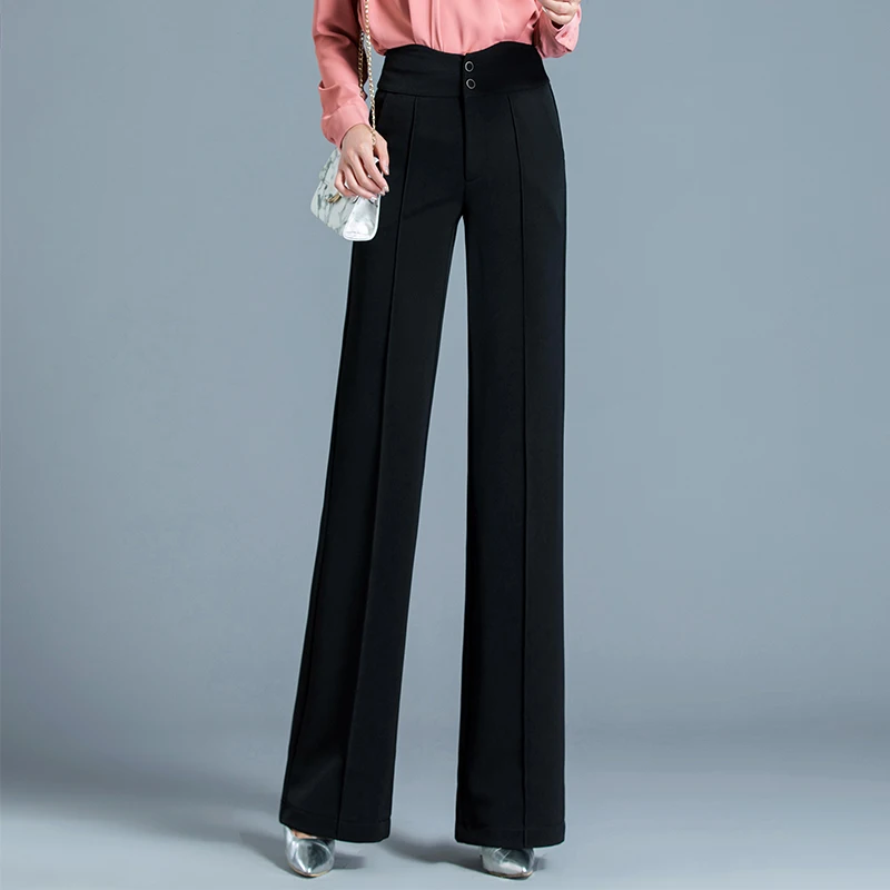 Spring wide-leg pants women's high waist 2020 new pants women's straight sense pants loose suit pants fall feeling female pants