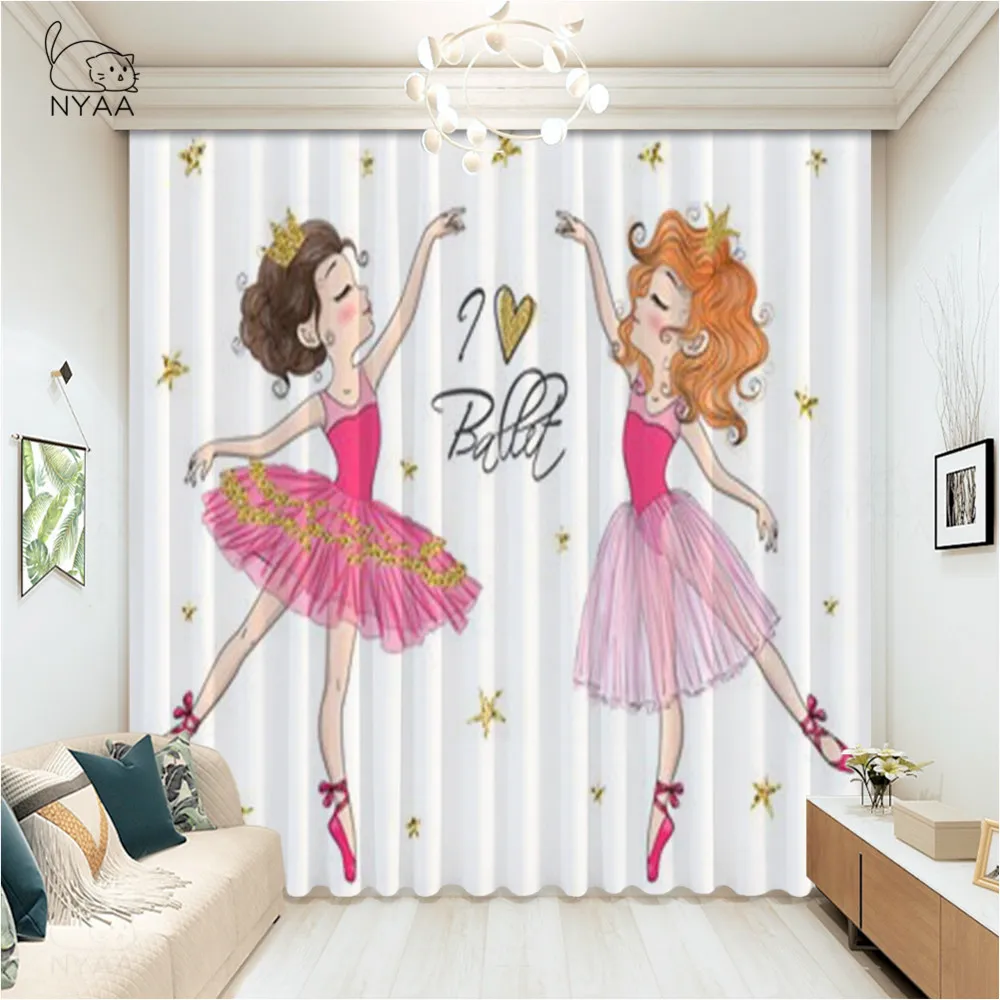

Beautiful Lovely Little Ballerina Girl With Black Swan Curtain Living Room Office Curtains In The Kitchen Curtains Decoration