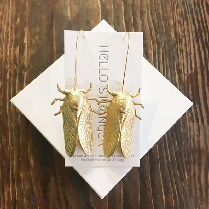 Новый дизайн Цикада Большой Жук серьги природа исследование викторианская