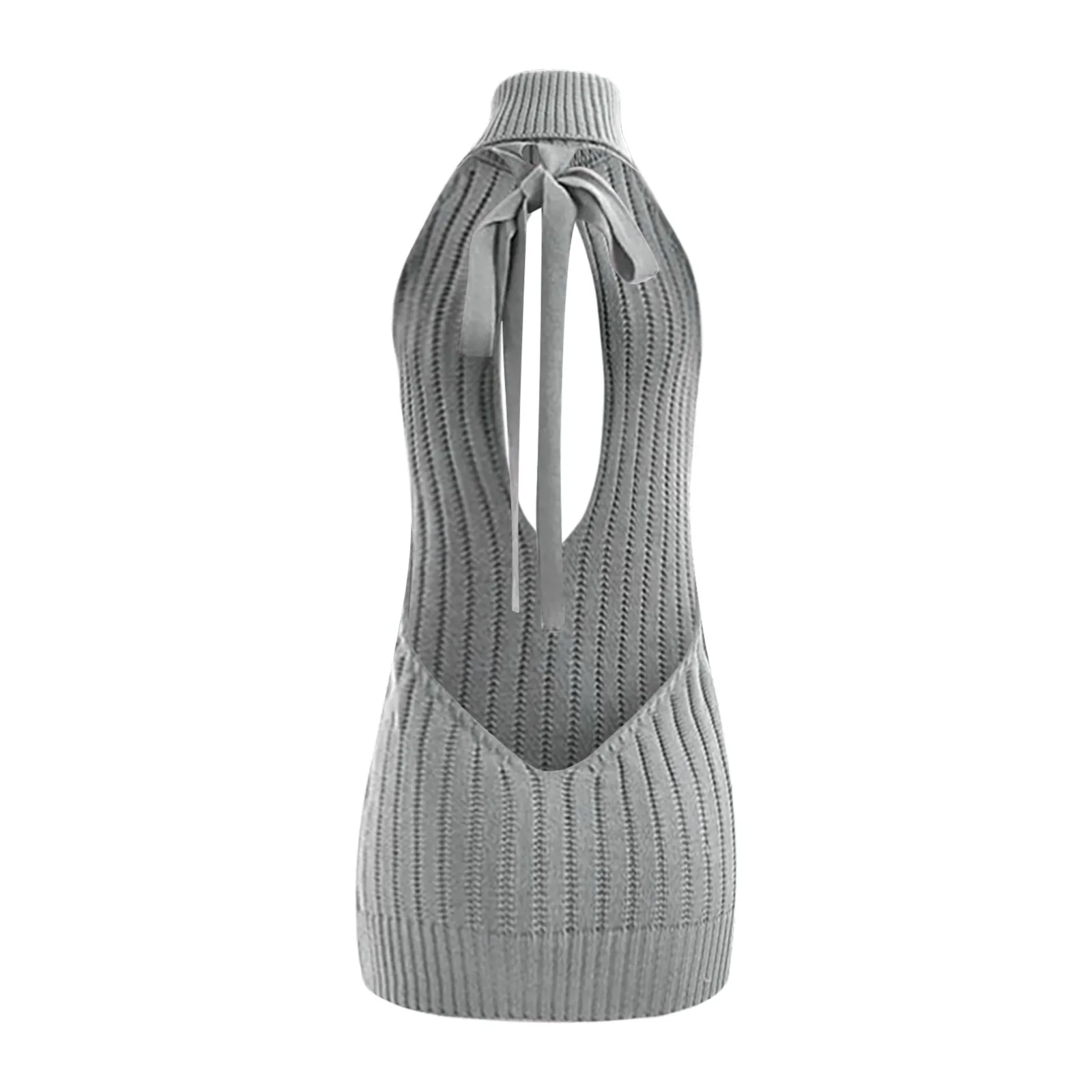 Женский трикотажный свитер без рукавов с открытой спиной