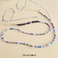 huanzhi 2021 new cool fashion colorful beads acrylic love letter mask chain glasses chain necklace for women jewelry accessories