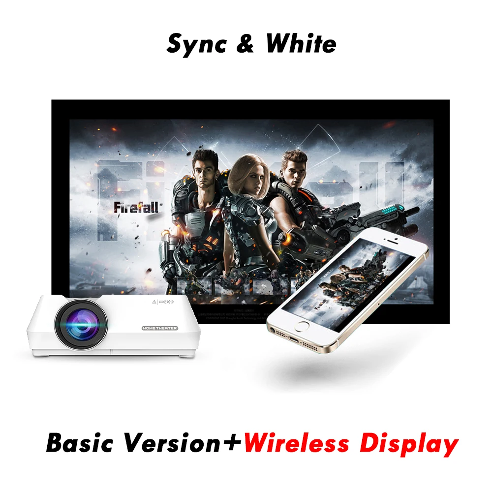 (White)Sync version Wejoy Мини проектор GT8 портативный беспроводной дисплей Синхронизация опциональный проектор для передачи данных шоу FHD проектор для театра проектор HIFI динамик - Цвет: (White)Sync version