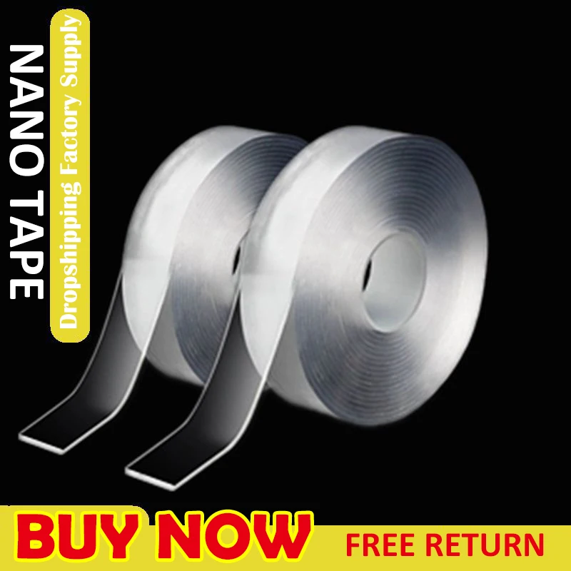 QCUSTOM For Cars Traceless Tapes Double Sided Adhesive Fixed Decoration Carpet Nano Transparent Removable Flexible Tape Tie Glue |