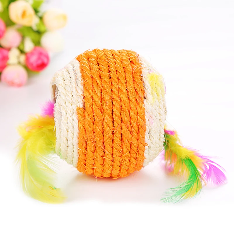 Цветные натуральные сизальные шарики для кошек когтеточки игрушки мяч мышь